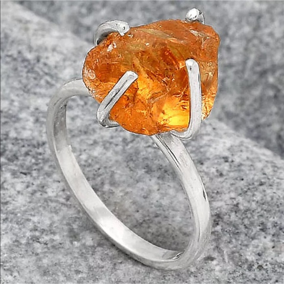 Jewelry - AAA Mandarin citrine sterling silver rings